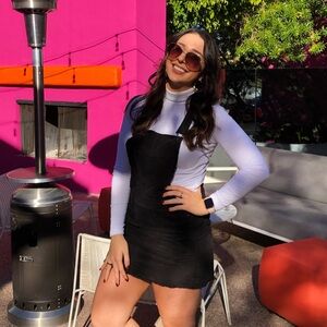 Hollister White Ribbed Turtleneck Slim Tee Long Sleeve